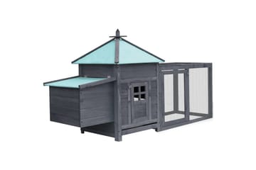 Kanakoppi pesälaatikolla harmaa 193x68x104 cm täysi kuusi - Harmaa - Urheilu & vapaa-aika - Eläimille - Lintu - Kanakoppi