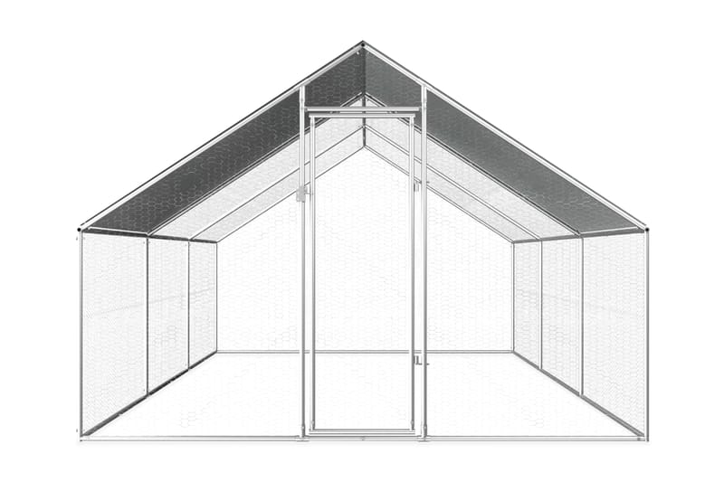 Ulkotilan kanahäkki galvanoitu teräs 2,75x6x1,92 m - Hopea - Kanala - Kanakoppi