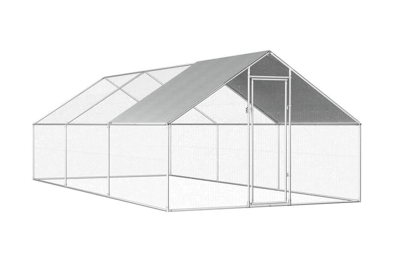 Ulkotilan kanahäkki galvanoitu teräs 2,75x6x1,92 m - Hopea - Urheilu & vapaa-aika - Eläimille - Lintu - Kanakoppi