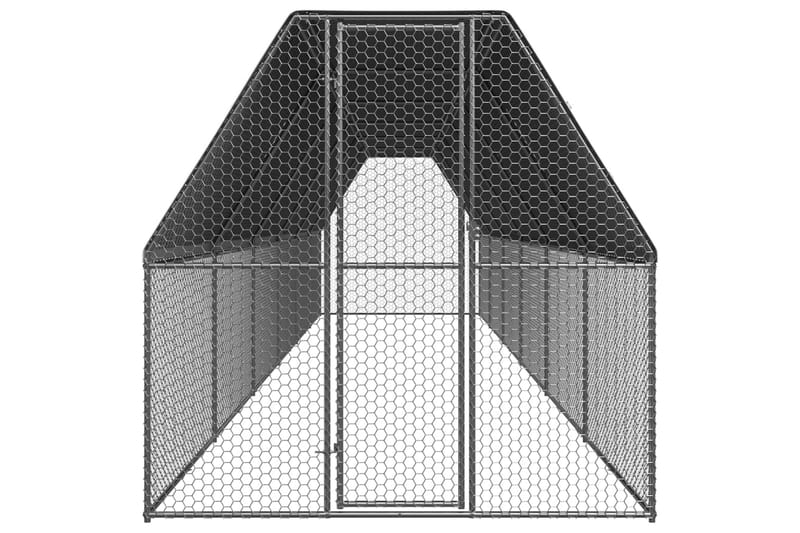 Ulkotilan kanahäkki 2x12x2 m galvanoitu teräs - Hopea - Kanala - Kanakoppi