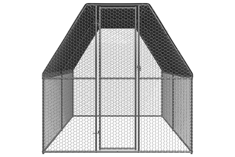 Ulkotilan kanahäkki 2x4x2 m galvanoitu teräs - Hopea - Kanala - Kanakoppi