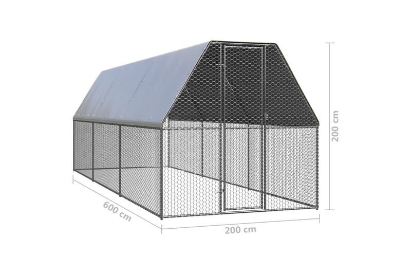 Ulkotilan kanahäkki 2x6x2 m galvanoitu teräs - Hopea - Talo & remontointi - Näkösuojat & aitaukset - Pesäkoppi & eläinkoppi - Kanala