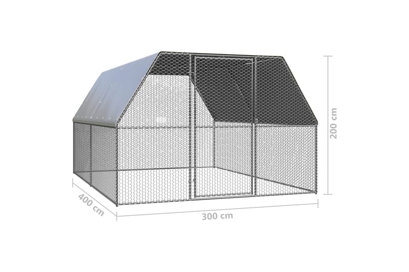 Ulkotilan kanahäkki 3x4x2 m galvanoitu teräs - Hopea - Kanala - Kanakoppi