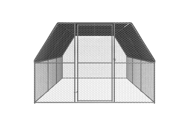 Ulkotilan kanahäkki 3x6x2 m galvanoitu teräs - Hopea - Talo & remontointi - Näkösuojat & aitaukset - Pesäkoppi & eläinkoppi - Kanala