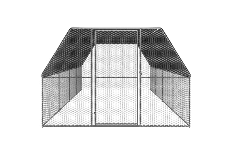 Ulkotilan kanahäkki 3x8x2 m galvanoitu teräs - Hopea - Kanala - Kanakoppi