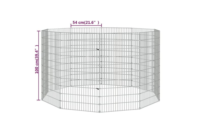 10-paneelinen kanihäkki 54x100 cm galvanoitu rauta - Hopea - Urheilu & vapaa-aika - Eläimille - Pieneläimet - Pieneläimen häkki - Kanin häkki & kaninkoppi
