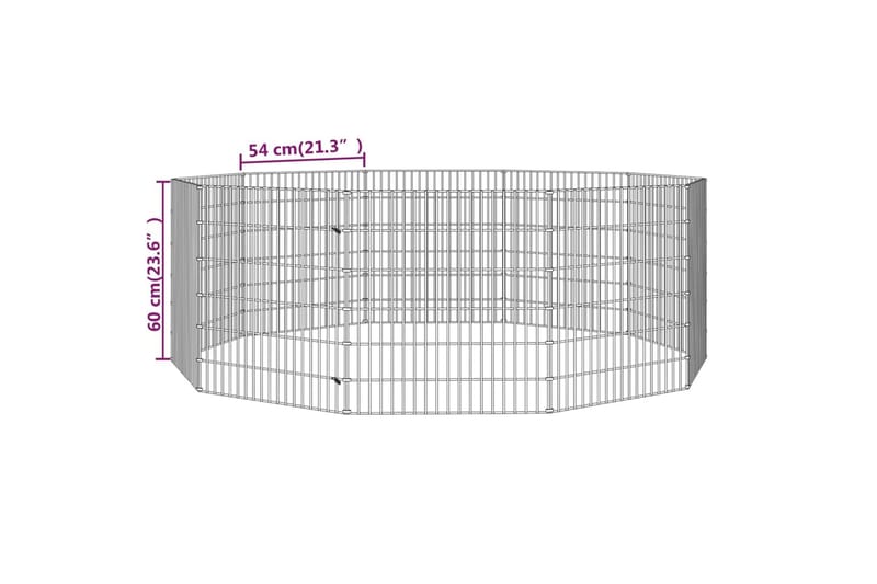 10-paneelinen kanihäkki 54x60 cm galvanoitu rauta - Hopea - Kanin häkki & kaninkoppi