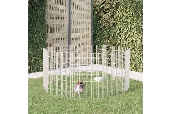 10-paneelinen kanihäkki 54x80 cm galvanoitu rauta - Hopea - Kanin häkki & kaninkoppi