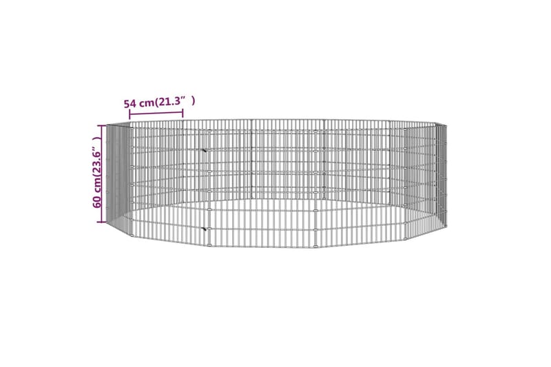 12-paneelinen kanihäkki 54x60 cm galvanoitu rauta - Hopea - Kanin häkki & kaninkoppi