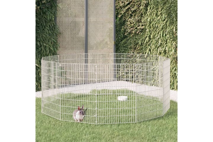 12-paneelinen kanihäkki 54x80 cm galvanoitu rauta - Hopea - Kanin häkki & kaninkoppi