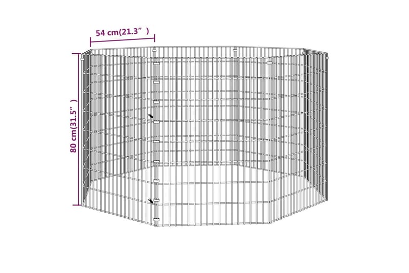 8-paneelinen Kanihäkki 54x80 cm galvanoitu rauta - Hopea - Kanin häkki & kaninkoppi