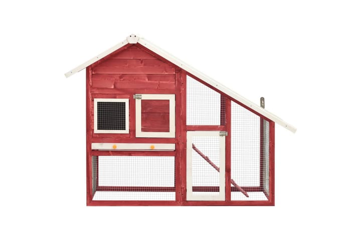 Kaninkoppi punainen ja valkoinen 140x63x120 cm täysi mänty - Punainen - Kanin häkki & kaninkoppi