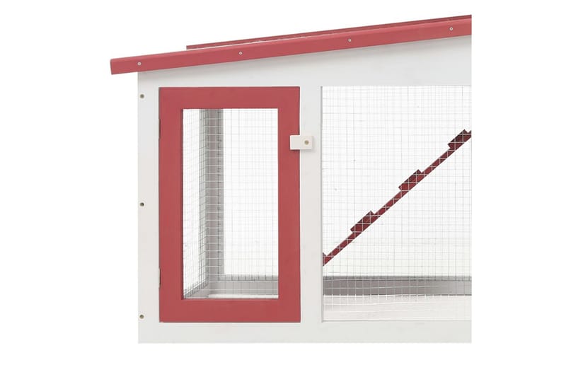 Suuri kanin ulkokoppi punainen ja valkoinen 204x45x85 cm puu - Punainen - Urheilu & vapaa-aika - Eläimille - Pieneläimet - Pieneläimen häkki - Kanin häkki & kaninkoppi