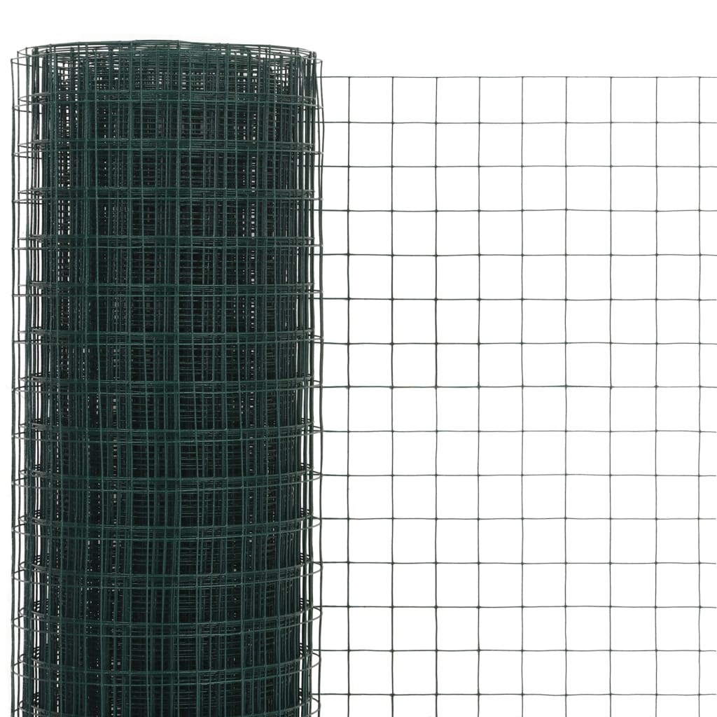 Kanaverkko teräs PVC pinnoitteella 10x1,5 m vihreä - Vihreä