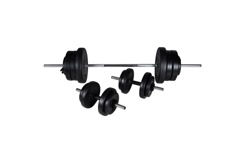 Kuntolaite levytanko- ja käsipainosarjalla 60,5 kg - Musta - Kuntoilulaitteet - Crossfit varusteet - Kotikuntokeskus - Power rack & power tower