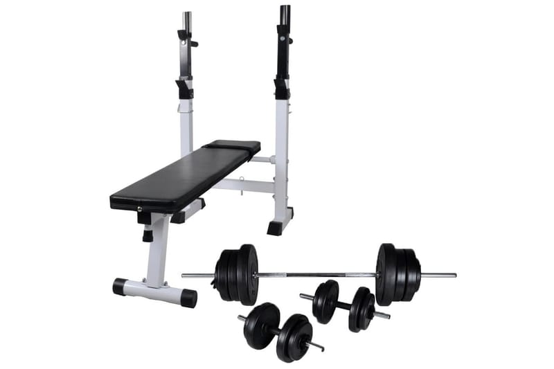 Kuntopenkki painotangolla + levy- ja käsipainosarja 60,5 kg - Musta - Urheilu & vapaa-aika - Kotikuntosali - Kuntoilutarvikkeet - Crossfit varusteet