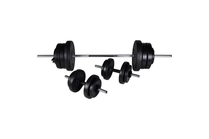 Kuntopenkki painotangolla + levy- ja käsipainosarja 60,5 kg - Musta - Urheilu & vapaa-aika - Kotikuntosali - Kuntoilutarvikkeet - Crossfit varusteet
