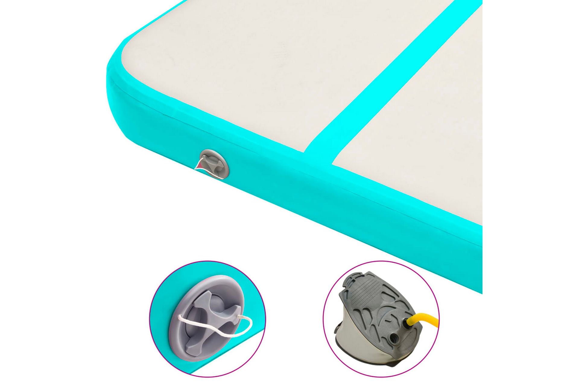 Täytettävä voimistelumatto pumpulla 600x100x20 cm PVC vihreä - Vihreä - Urheilu & vapaa-aika - Kotikuntosali - Kuntoilutarvikkeet