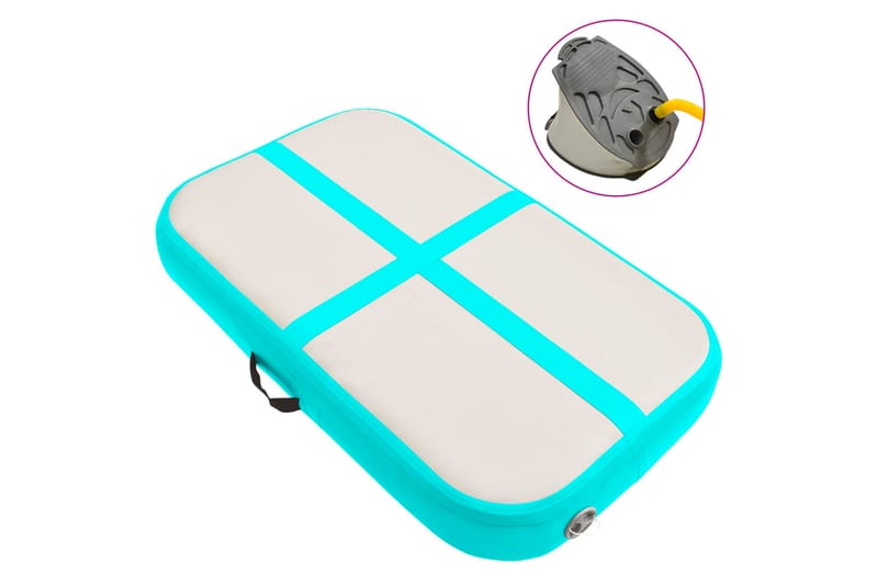 Täytettävä voimistelumatto pumpulla 60x100x20 cm PVC vihreä - Vihreä - Urheilu & vapaa-aika - Kotikuntosali - Kuntoilutarvikkeet