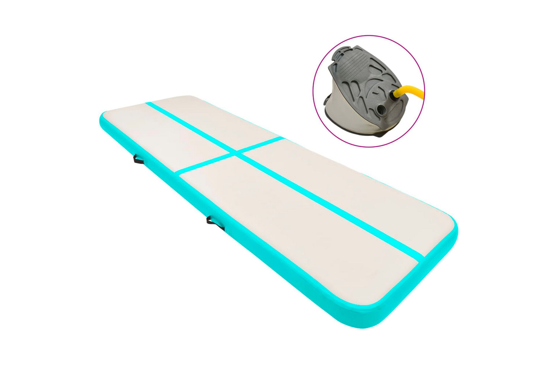 Täytettävä voimistelumatto pumpulla 500x100x15 cm PVC vihreä - Vihreä - Urheilu & vapaa-aika - Kotikuntosali - Kuntoilutarvikkeet