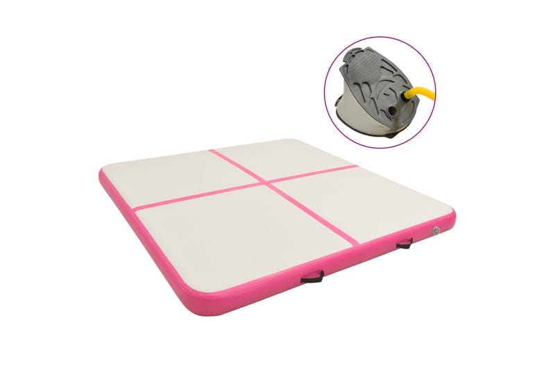 Täytettävä voimistelumatto pumpulla 200x200x15 cm PVC pinkki - Pinkki - Urheilu & vapaa-aika - Kotikuntosali - Kuntoilutarvikkeet