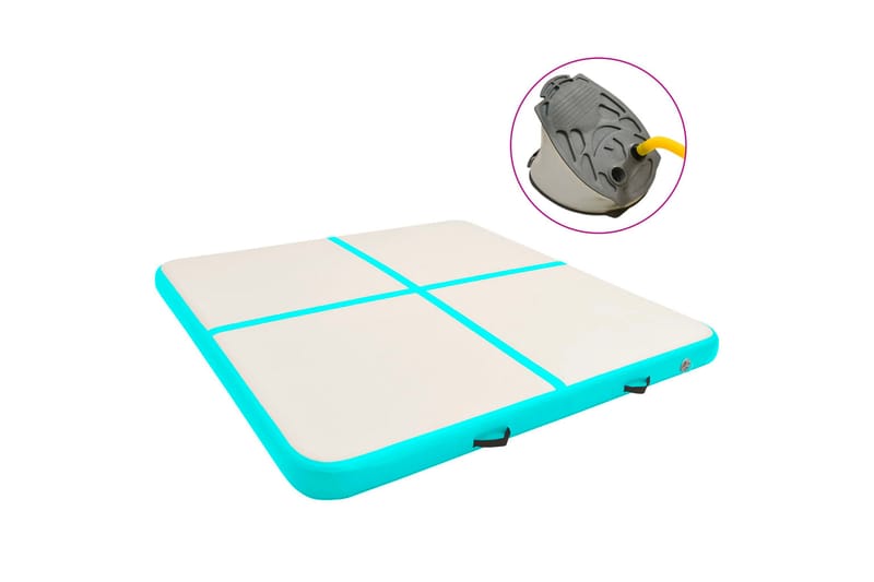 Täytettävä voimistelumatto pumpulla 200x200x10 cm PVC vihreä - Vihreä - Urheilu & vapaa-aika - Kotikuntosali - Kuntoilutarvikkeet