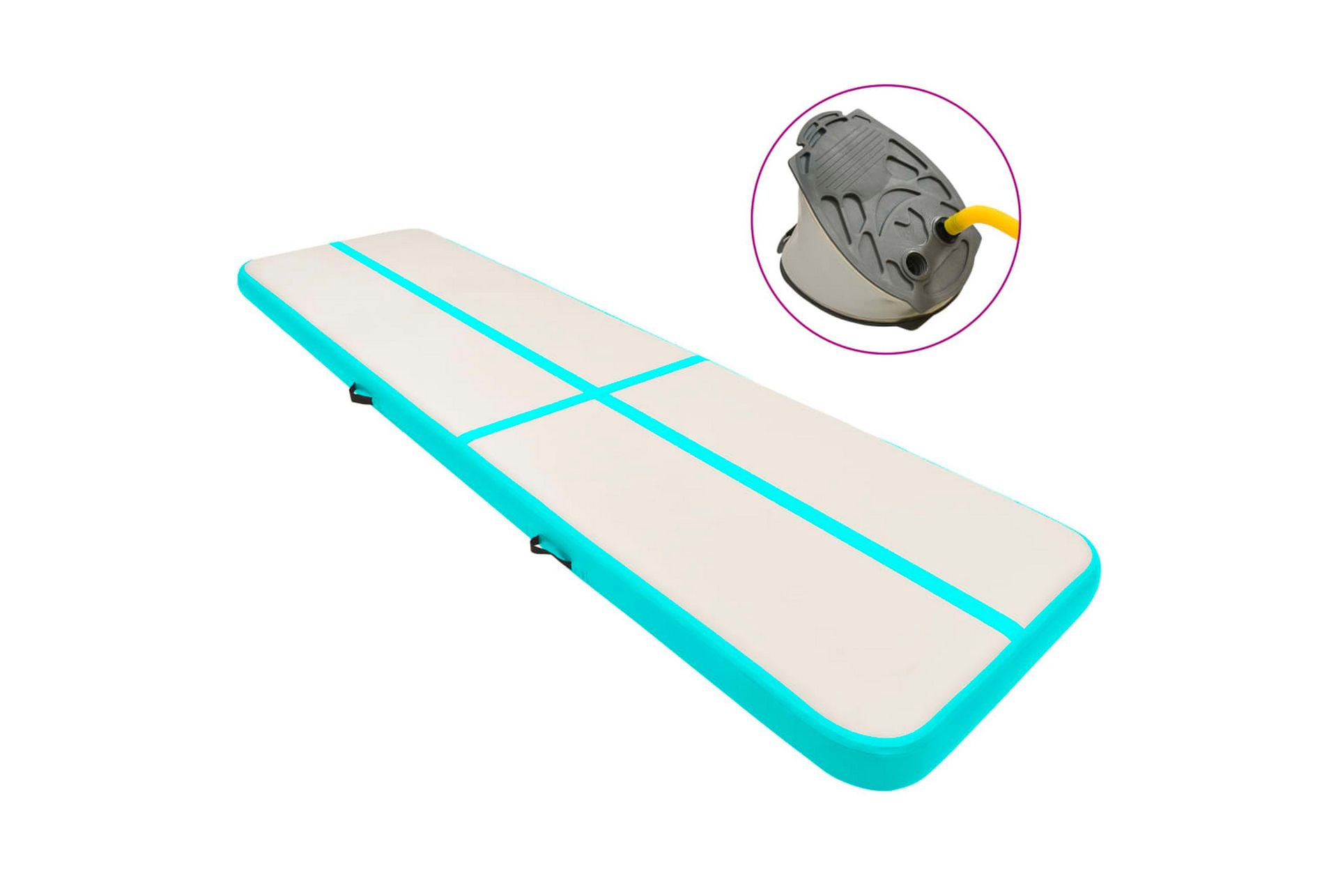 Täytettävä voimistelumatto pumpulla 600x100x20 cm PVC vihreä - Vihreä - Urheilu & vapaa-aika - Kotikuntosali - Kuntoilutarvikkeet