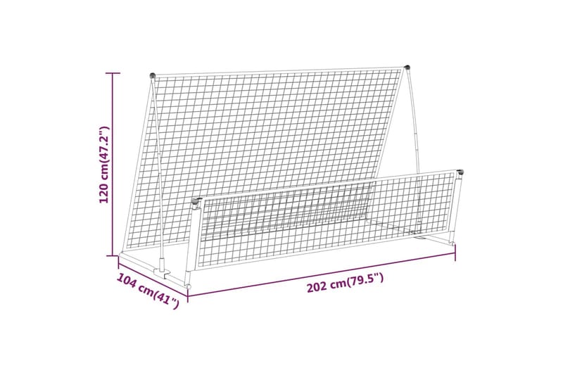 2 in 1 Jalkapallon palauttaja maali 202x104x120 cm teräs - Musta - Jalkapallo