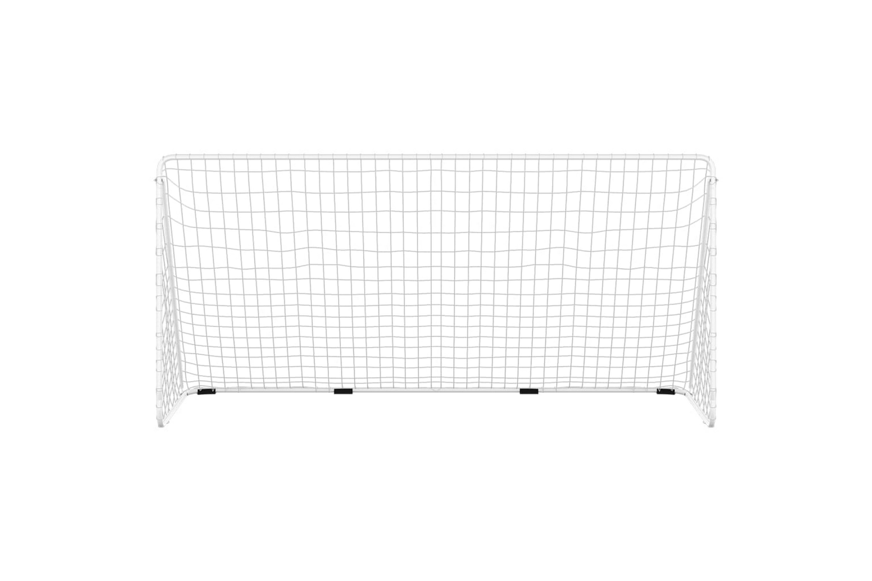 Jalkapallomaali verkolla valkoinen 366x122x182 cm teräs - Valkoinen