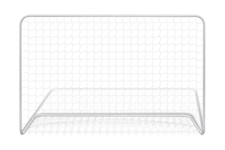 Jalkapallomaali verkolla teräs 182x61x122 cm valkoinen - Valkoinen - Jalkapallo