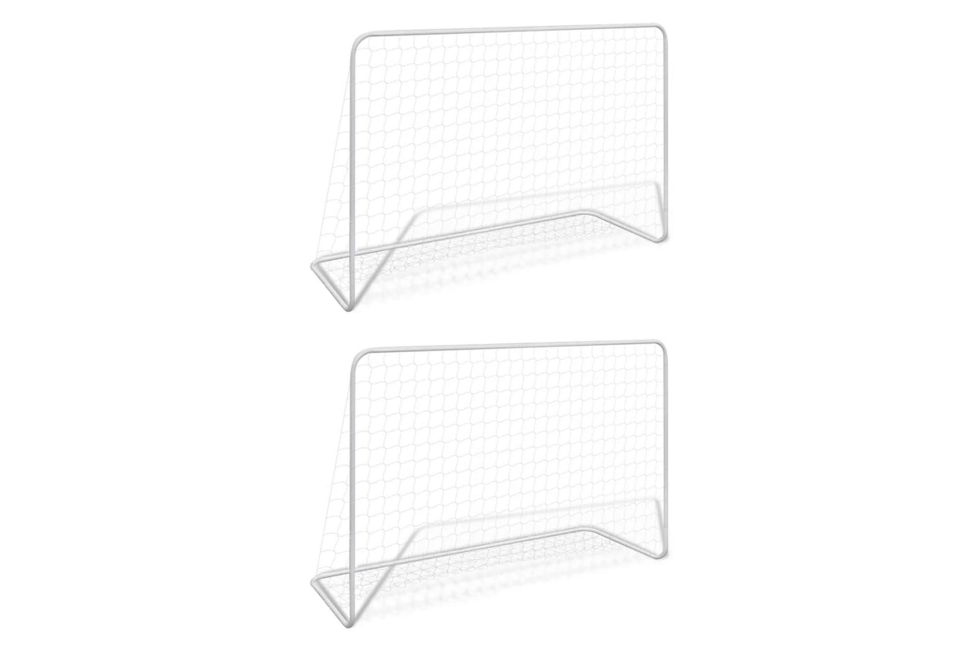 Jalkapallomaalit verkolla 2 kpl teräs 182x61x122cm valkoinen - Valkoinen - Urheilu & vapaa-aika - Leikki & liikunta - Urheilutarvikkeet & urheiluvarusteet - Jalkapallo