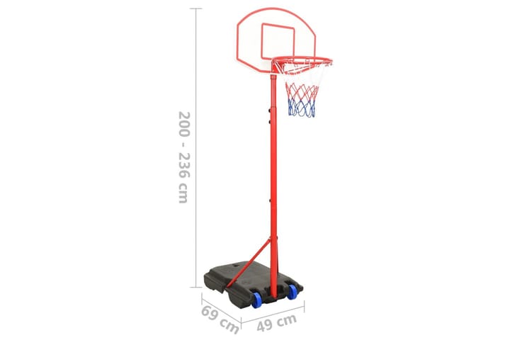 Siirrettävä ja säädettävä koripallosarja 200-236 cm - Monivärinen - Koripallo