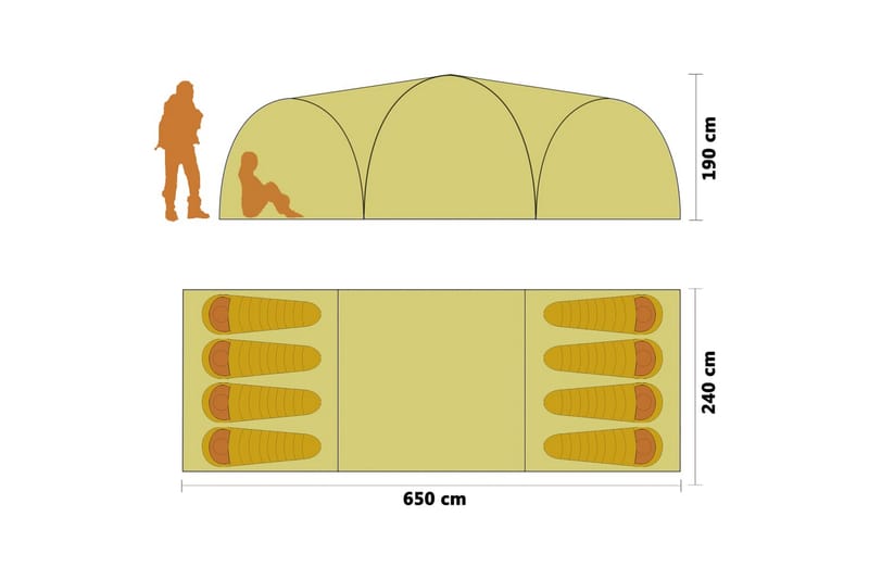 Retkeilyteltta iglu 650x240x190 cm 8 henkilöä sininen - Urheilu & vapaa-aika - Retkeily & vaellus - Teltat - Perheteltta