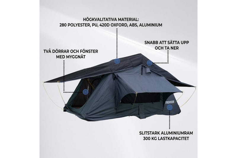 Trekker Katusteltta Camper M - Sininen - Urheilu & vapaa-aika - Retkeily & vaellus - Teltat