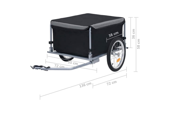 Polkupyörän peräkärry musta ja harmaa 65 kg - Polkupyörät - Polkupyörän tarvikkeet
