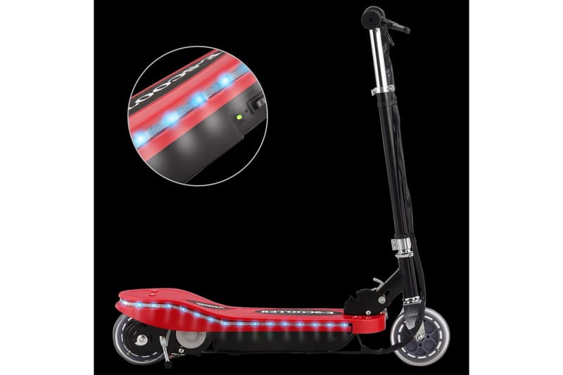 Sähköpotkulauta LED-valolla 120 W punainen - Punainen - Urheilu & vapaa-aika - Ulkoilu - Polkupyörät - Potkulauta & potkupyörä