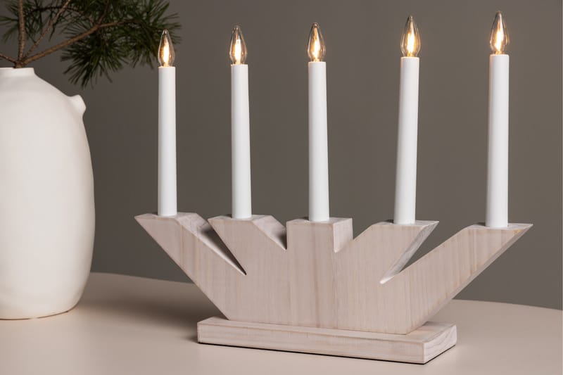 Joulukynttelikkö Verbier 41 cm - Valkoinen - Valaistus - Jouluvalaistus - Kyntteliköt