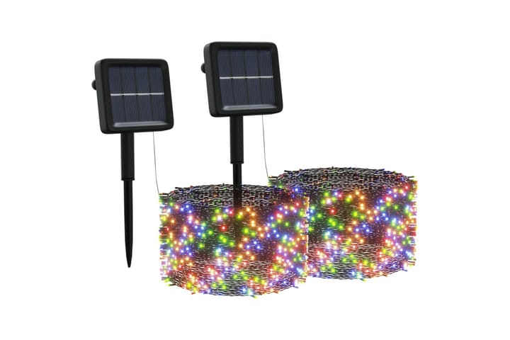 Aurinkoenergiakeijuvalot 2 kpl 2x200 LED värikäs sisä/ulko - Musta - Jouluvalot ulos