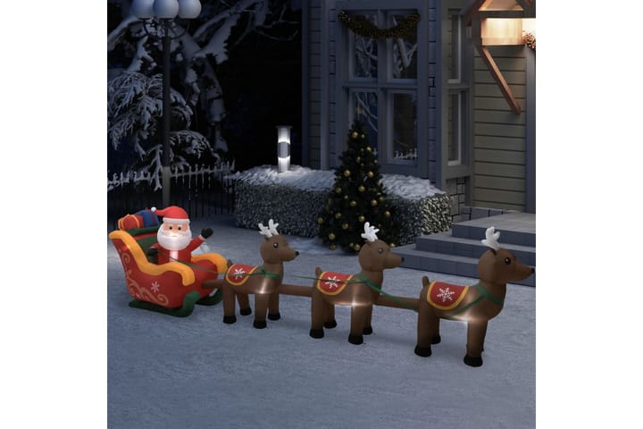 Ilmatäytteinen joulukoriste joulupukki ja poro LED 490 cm - Jouluvalot ulos