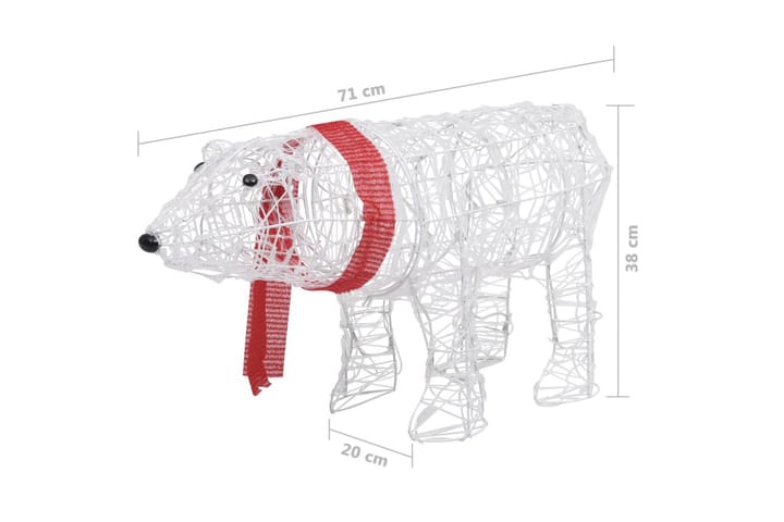 Jouluvalokoriste karhu 45 LED-valoa 71x20x38 cm akryyli - Jouluvalot ulos