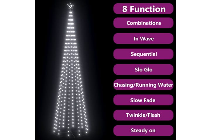 Kartio joulukuusi 752 kylmän valkoista LED-valoa 160x500 cm - Valkoinen - Jouluvalot ulos