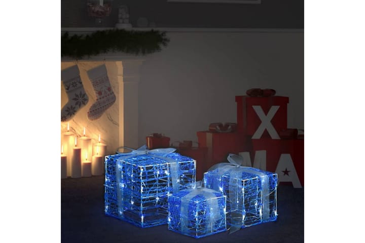 Koristeelliset joululahjalaatikot 3 kpl akryyli kylmä - Sininen - Jouluvalot ulos