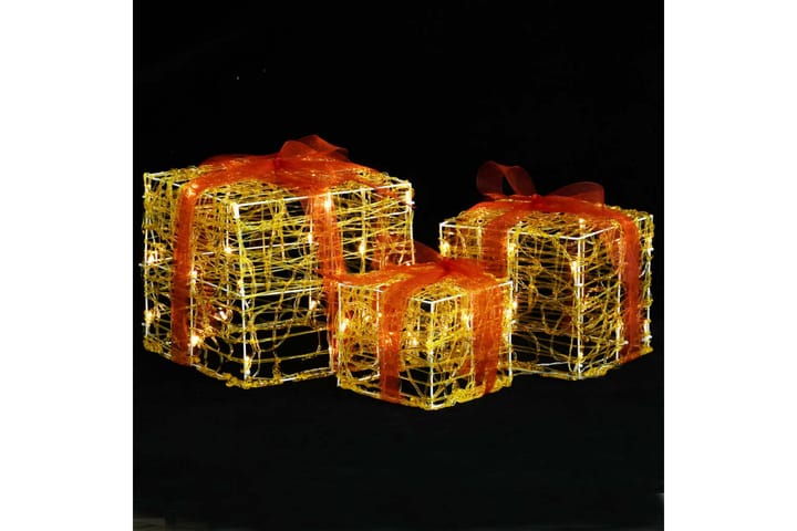 Koristeelliset joululahjalaatikot 3kpl akryyli lämmin - Keltainen - Jouluvalot ulos