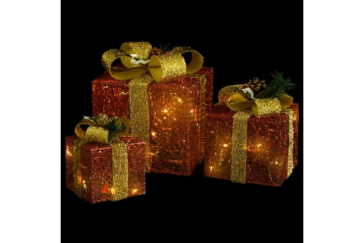 Koristeelliset joululahjalaatikot 3kpl sisälle & ulos - Jouluvalot ulos