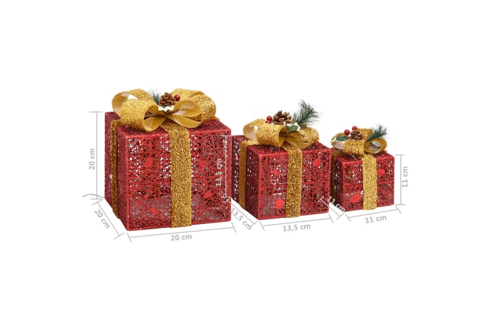 Koristeelliset joululahjalaatikot 3kpl sisälle & ulos - Jouluvalot ulos