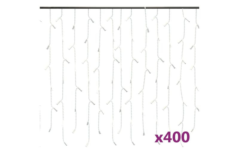 LED-valonauhaverho jääpuikot 10 m 400 LEDiä kylmä valkoinen - Valkoinen - Valaistus - Jouluvalaistus - Jouluvalot ulos