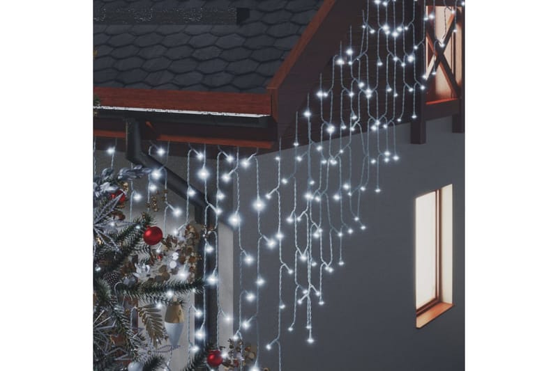 LED-valonauhaverho jääpuikot 10 m 400 LEDiä kylmä valkoinen - Valkoinen - Valaistus - Jouluvalaistus - Jouluvalot ulos