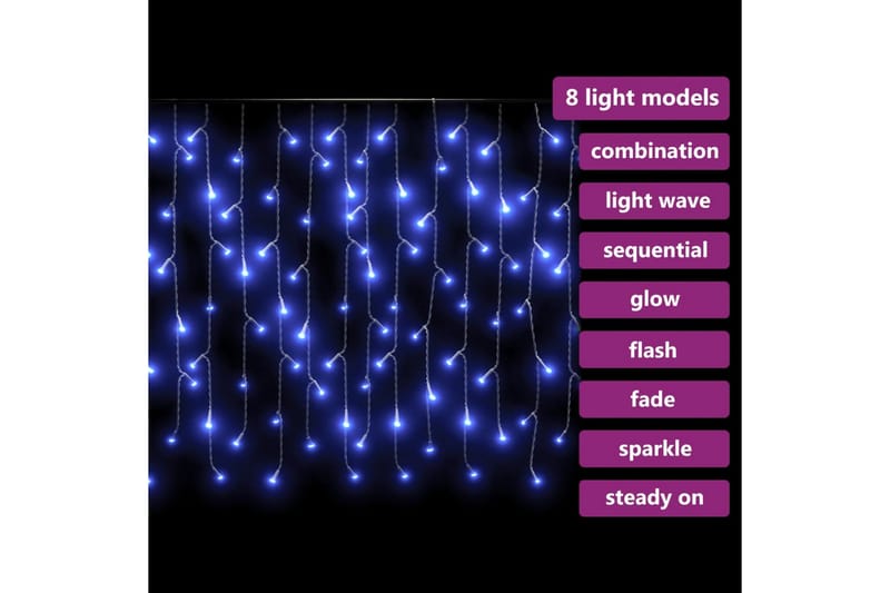 LED-valonauhaverho jääpuikot 10 m 400 LEDiä sininen - Sininen - Jouluvalot ulos