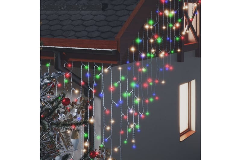 LED-valonauhaverho jääpuikot 10 m 400 LEDiä värikäs - Oranssi - Valaistus - Jouluvalaistus - Jouluvalot ulos