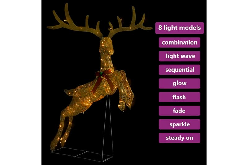 Lentävä poro joulukoriste 120 LED-valoa kulta lämmin - Valaistus - Jouluvalaistus - Jouluvalot ulos